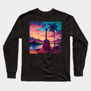 80s Style  Beautiful Sunset Retro Vintage Travel Artwork Long Sleeve T-Shirt